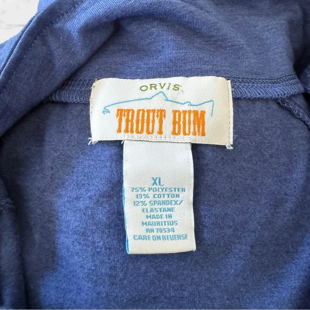 Orvis Trout Bum Mens Sz Xl‎ Blue 1/4 Zip Long Sleeve Fishing Sweatshirt Shirt